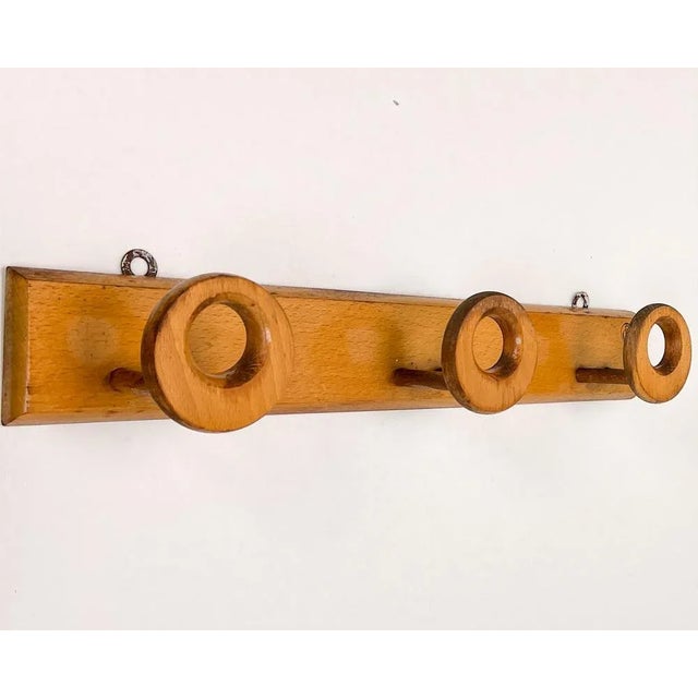 Italian Wall Mounted Coat Rack in Beech from FG, 1970s For Sale - Image 11 of 12