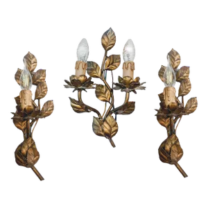 19th Century Louis XV Style Gilt Bronze Appliques or Wall Lights - Set of 3