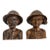 Mid-Century Balinese Hand-Carved Wood Elderly Farmer Couple Busts, Pair For Sale