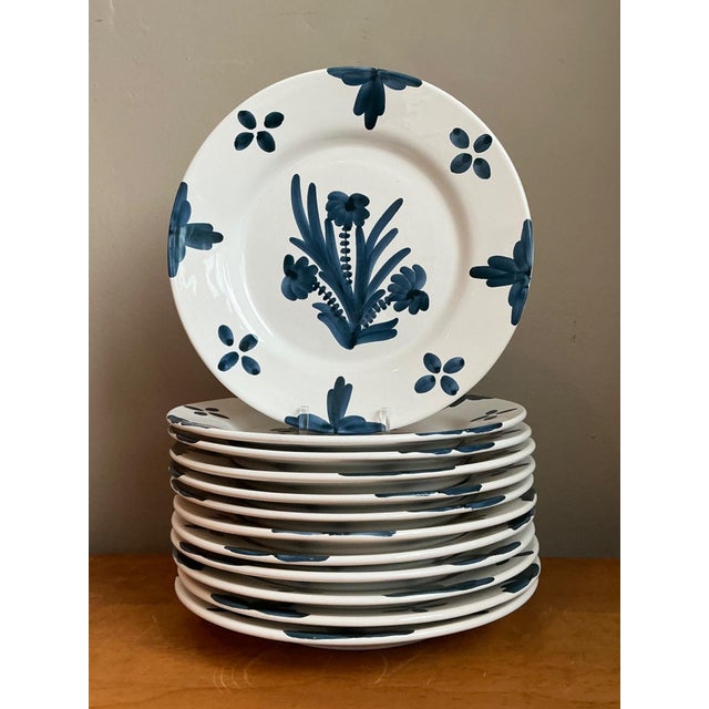 Contemporary Vintage Penny Morrison Hand Painted Dinner Plates Z- Set of 12 For Sale - Image 3 of 12