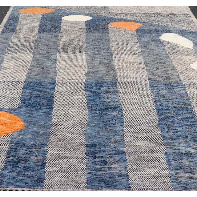 Early 21st Century Modern Piled Rug by Keivan Woven Arts in Blue's With Abstract Design 9'6 X 11'3 For Sale - Image 5 of 12