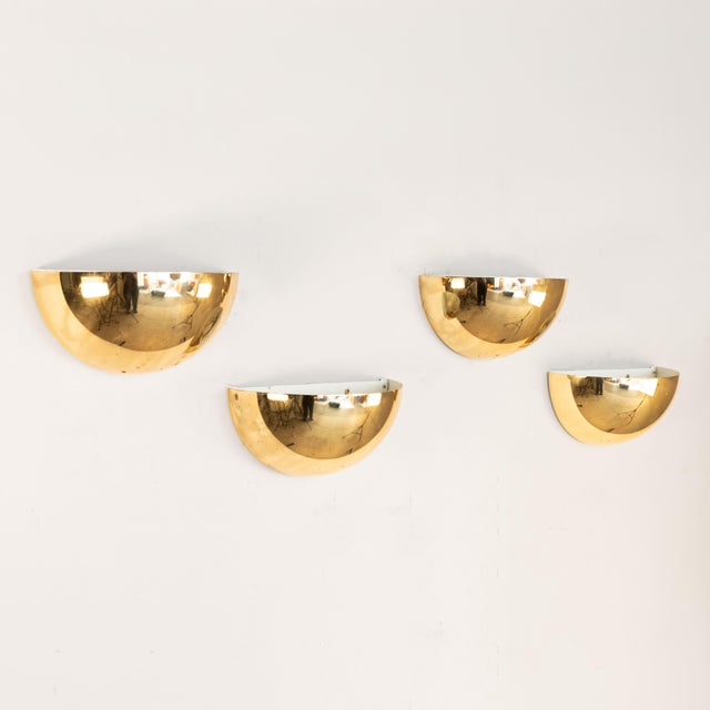 Gold Brass Wall Sconces, 1970, Set of 4 For Sale - Image 8 of 9