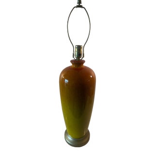 Vintage Mid-Century Orange Ombré Ceramic Crackle Glaze Table Lamp 1960’s For Sale