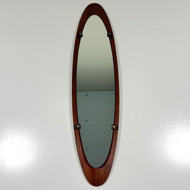 Mid-Century Modern Vintage Bended Wooden Wall Mirror by Mobili Polli, Italy, 1950s For Sale - Image 3 of 13