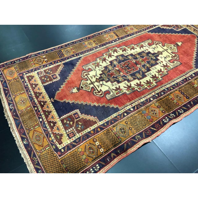 Red Vintage Traditional Turkish Anatolian Wool Rug For Sale - Image 8 of 11