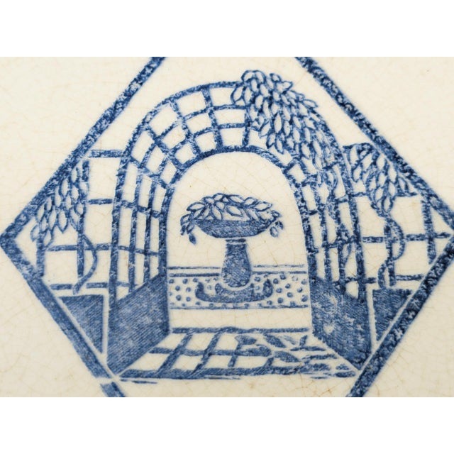 Ivory Art Deco Blue and Ivory Ceramic Plates from Atelier Primavera, 1930s, Set of 2 For Sale - Image 8 of 11