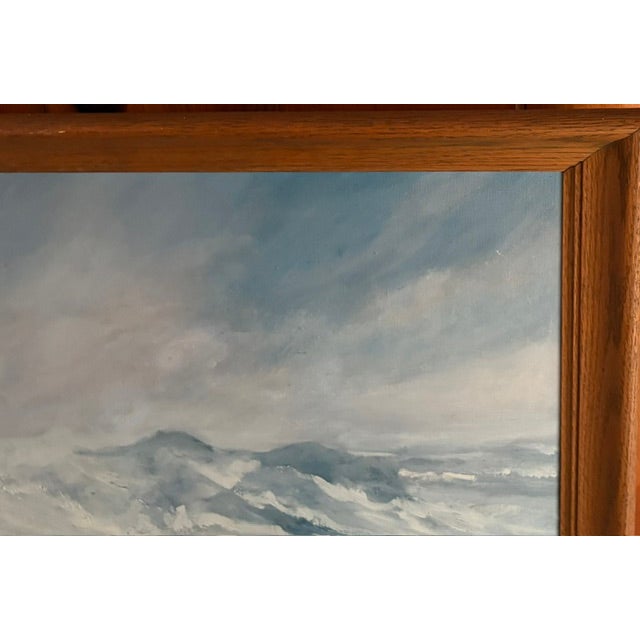 Mid-Century Modern Large Mid Century Coastal Waters Oil on Canvas Painting, Signed - Sourced in Maine For Sale - Image 3 of 8