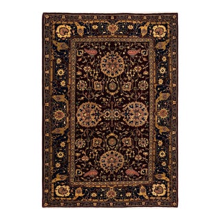 Eclectic, One-of-a-Kind Hand-Knotted Area Rug in Red, 6' 1" x 8' 8" For Sale
