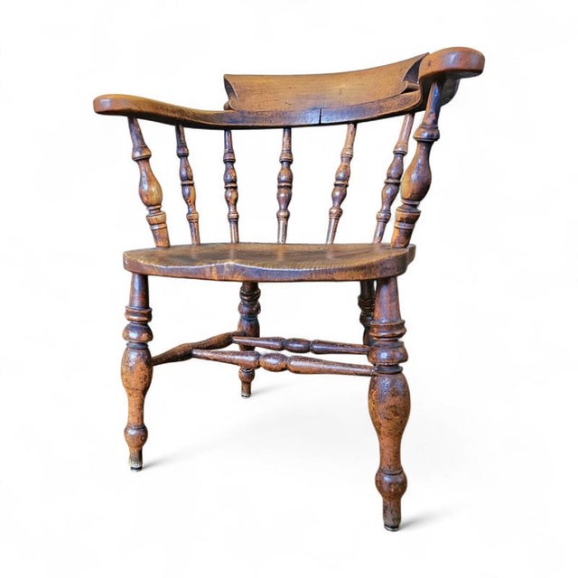 Antique Victorian Captains Chair, 1900s For Sale - Image 3 of 10