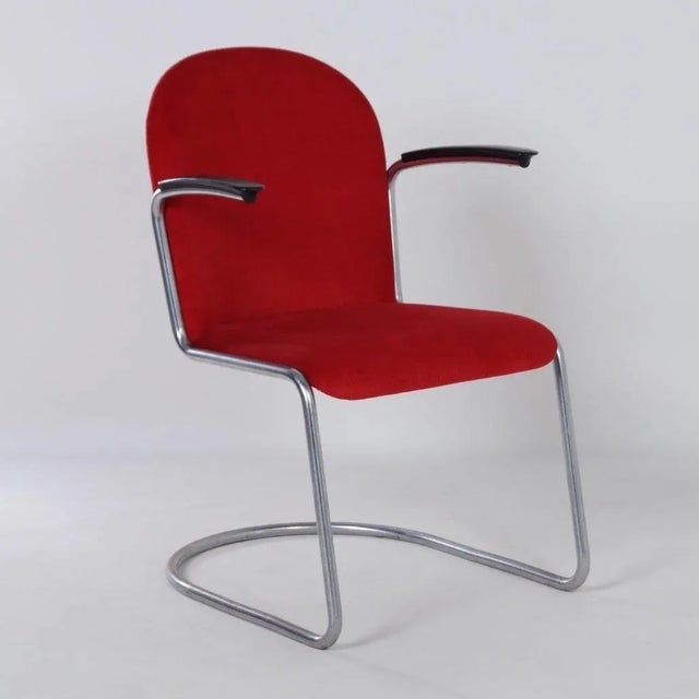 413-R Chair in Red Manchester by Willem Hendrik Gispen for Gispen, 1950s For Sale - Image 9 of 12