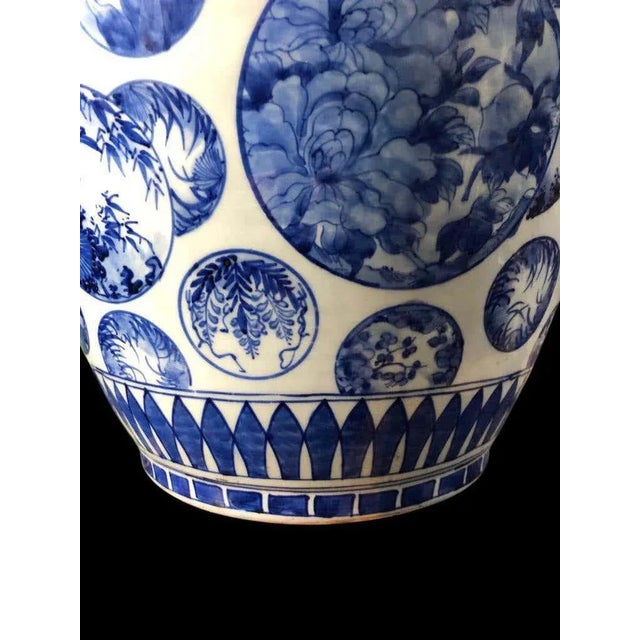 Large Japanese Decorative Blue and White Porcelain Vases, Set of 2 For Sale - Image 10 of 14