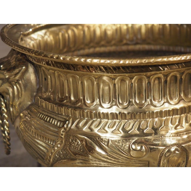 A Polished Circa 1900 French Brass Jardiniere Table Planter For Sale - Image 4 of 14