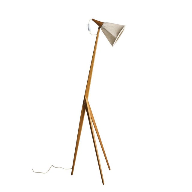 Textile Mid-Century Giraffe Lamp in Teak by Uno & Östen Kristiansson for Luxus Vittsjö, Sweden, 1950s For Sale - Image 7 of 7