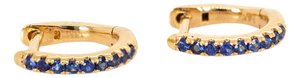 10mm Solid 14k Yellow Gold Ceylon Sapphire Huggie Earrings, Pair