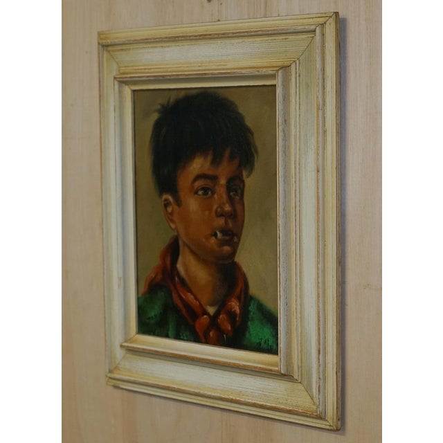 Janson, Young Boy Smoking, 1930, Oil on Canvas, Framed For Sale - Image 12 of 16