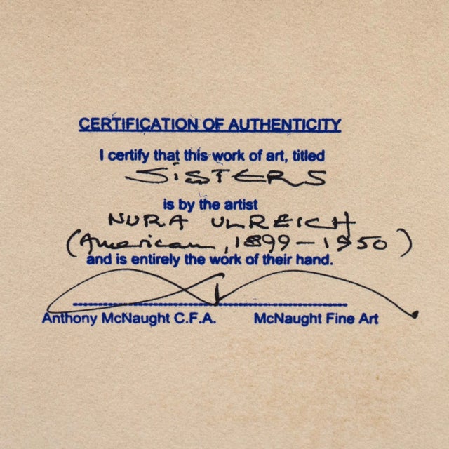 'Sisters' by Nura Ulreich, 1935, Art Student's League, Salon D'Automne, Art Deco, Paris, Smithsonian Museum of Art, San Diego Museum of Art For Sale - Image 9 of 11