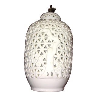 1960s Blanc De Chine Cherry Blossom Pendant Light For Sale