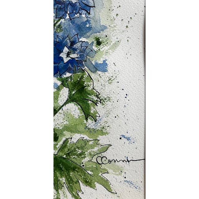 Original “Blue Delphinium” Watercolor Painting For Sale - Image 12 of 12