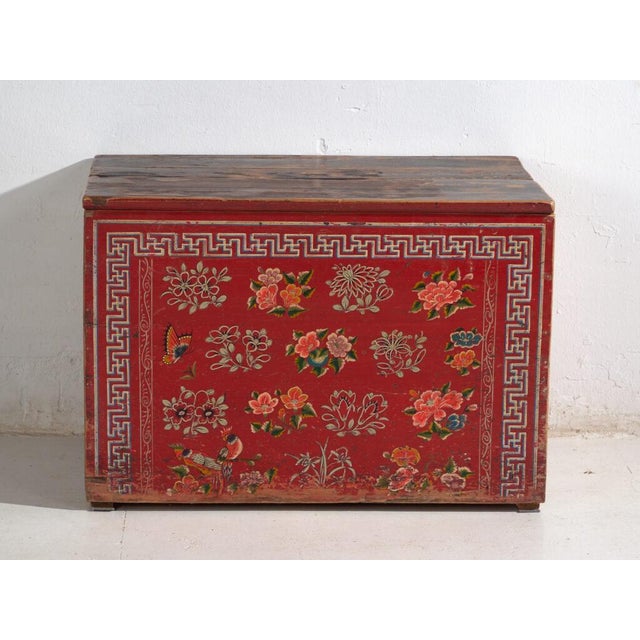 Antique Chinese Qing Dynasty Painted Dongbei Chest For Sale - Image 5 of 11