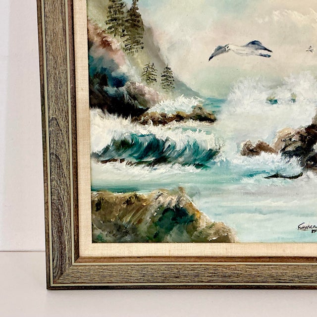 Mid-Century Impressionist Coastal Seascape Original Oil Painting, “Old North Sea”. For Sale - Image 4 of 13
