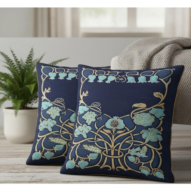 Arts & Crafts Exquisite Luxury Arts & Crafts Sofa Cushions / Pillows Cover With Insert For Sale - Image 3 of 5