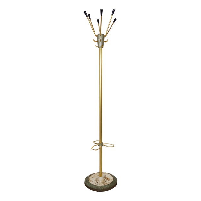 Brass and Metal Coat Rack, 1950s For Sale