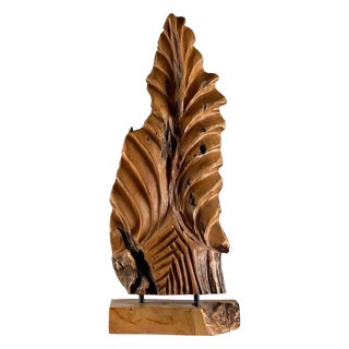 Italian Phytomorphic Abstract Sculpture in Natural Ash, 1960s For Sale
