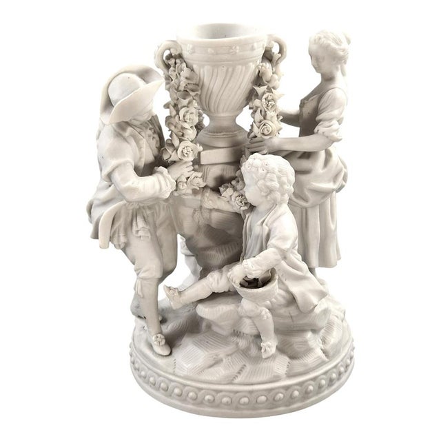 White French Biscuit Porcelain Centrepiece Group with Floral Garlands, 1800s For Sale - Image 8 of 12
