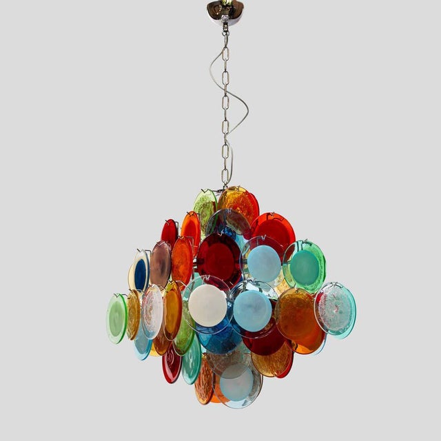 Metal Pulegoso and Sommerso Glass Disc Chandelier from Vistosi, 1980s For Sale - Image 7 of 13
