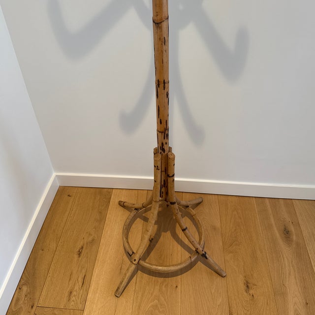 Vintage Standing Bamboo/Rattan Coat and Hat Rack For Sale - Image 9 of 12