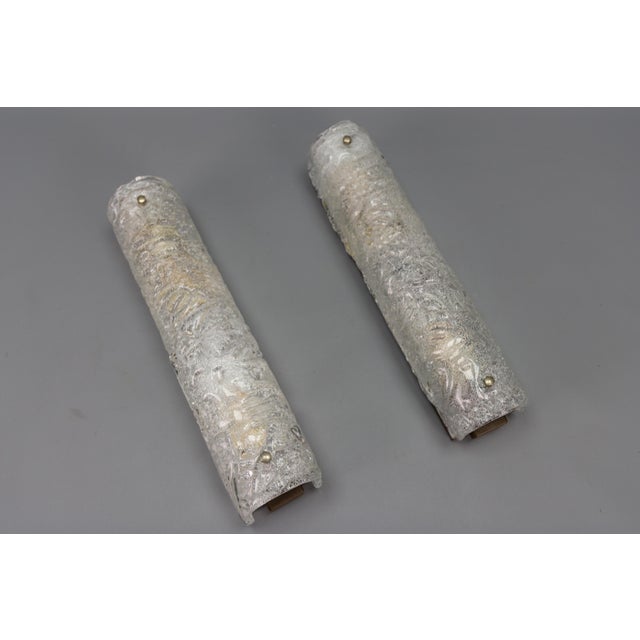 Mid-Century Modern Ice Glass Wall Sconces with Sockets, 1970s, Set of 2 For Sale - Image 6 of 18