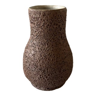 Vintage Handmade Ceramic Vase With Volcanic Glaze For Sale