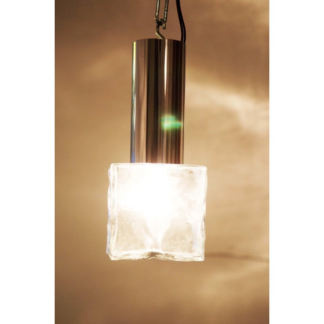 Vintage Glass and Steel Pendant Lamp by J.T. Kalmar For Sale - Image 10 of 11