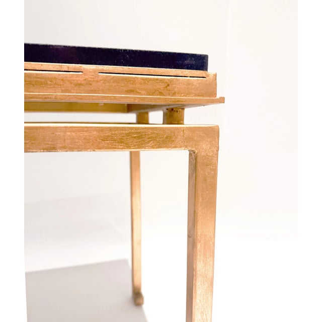 1950s Pair of 1950s Stone and Gilt Iron Side Tables Attributed to Maison Ramsay For Sale - Image 5 of 8