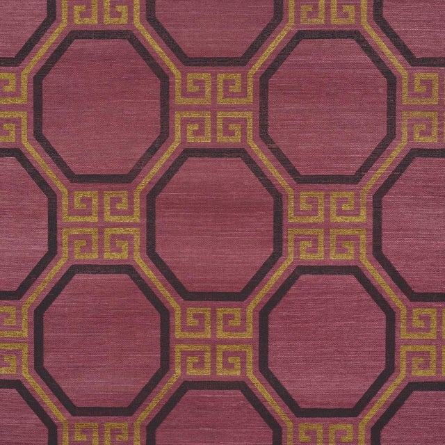 Schumacher Octavia Sisal Wallcovering In Golden Plum For Sale
