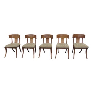 Kreiss Klismos Mid Century Modern Dining Chairs Solid Wood Set of Five 6439a For Sale