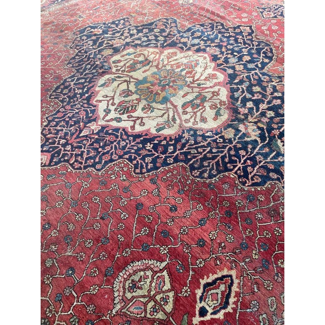 Old-World Antique Ferahan Sarouk Dainty Flora & Suspended Vines Rug 10.5 x 13.3 For Sale - Image 15 of 15