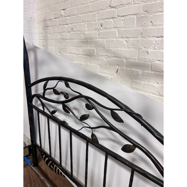 Queen Size Simply Santa Fe Bespoke Wrought Iron Botanical Canopy Bed Frame For Sale In San Francisco - Image 6 of 12