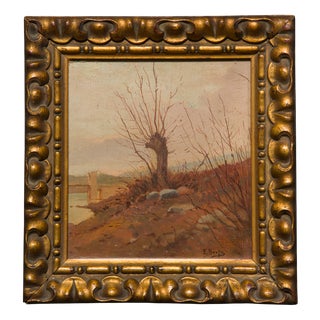 Emilio Borsa, 1920s, Oil on Canvas & Walnut, Framed For Sale