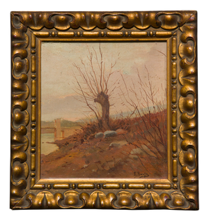 Emilio Borsa, 1920s, Oil on Canvas & Walnut, Framed