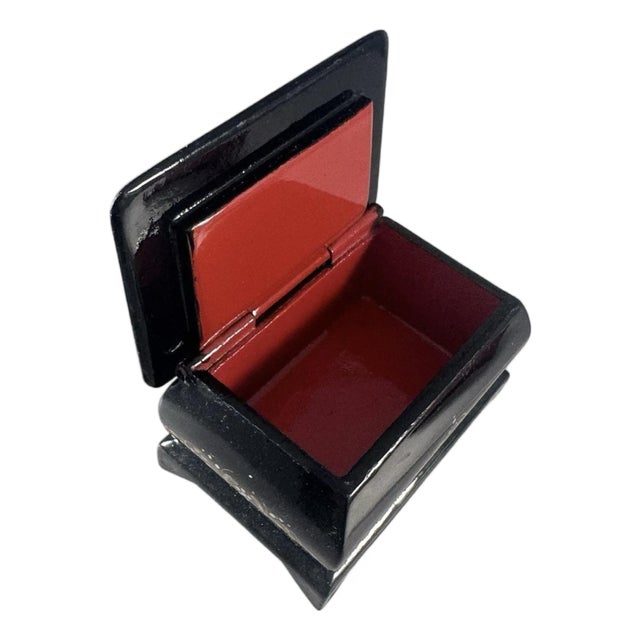 1980s Small Lacquer Box Winter Scene With Fish by Moroz For Sale