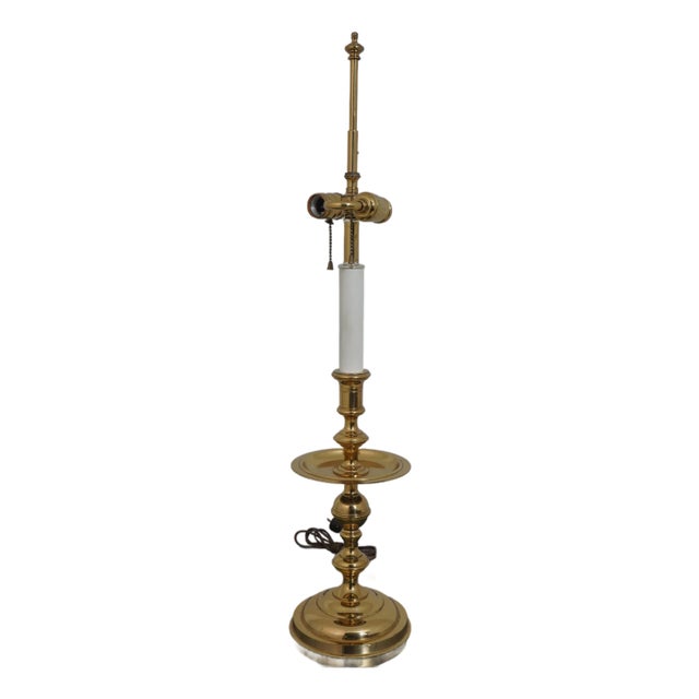 1980s Colonial Style Large Candlestick Style Table Lamp For Sale