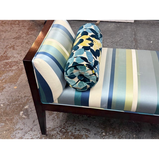 Blue Bespoke Coastal Stripe Bench For Sale - Image 8 of 12