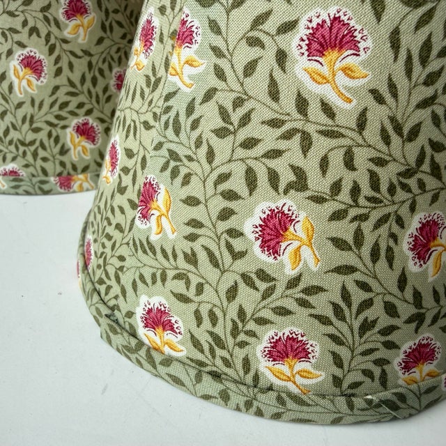 Late 20th Century 8” Fabric Lampshades Willow and Thistle Botanical Print Cottage Floral - Set of Three For Sale - Image 4 of 8