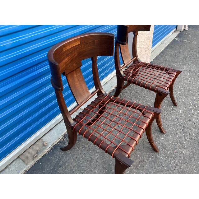 Modern Walnut Klismos Style Chairs - A Pair For Sale - Image 11 of 15