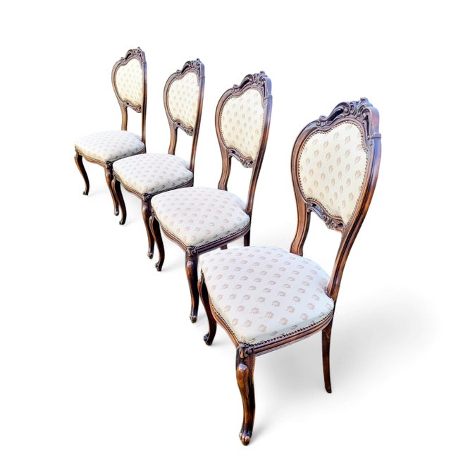 Wood Antique Early 20th Century Louis XVI French Château Dining Room Set in Mahogany Inlaid and Walnut, Set of 5 For Sale - Image 7 of 17