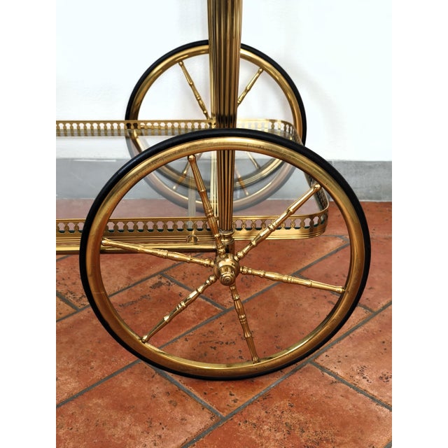 Metal Hollywood Regency Brass and Glass Bar Cart, 1960s For Sale - Image 7 of 10