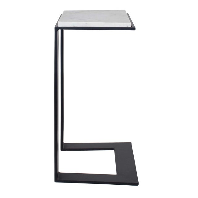 Metal Kenora White Marble Accent Table For Sale - Image 7 of 11
