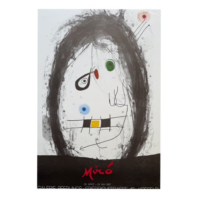 The Black Exile Peerlings Gallery Krefeld Exhibition Poster from Joan Miró, 1987 For Sale