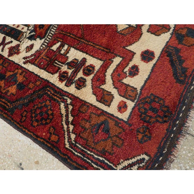 Red Tribal Mid-20th Century Handmade Persian Bakhtiari Pictorial Accent Rug For Sale - Image 8 of 10